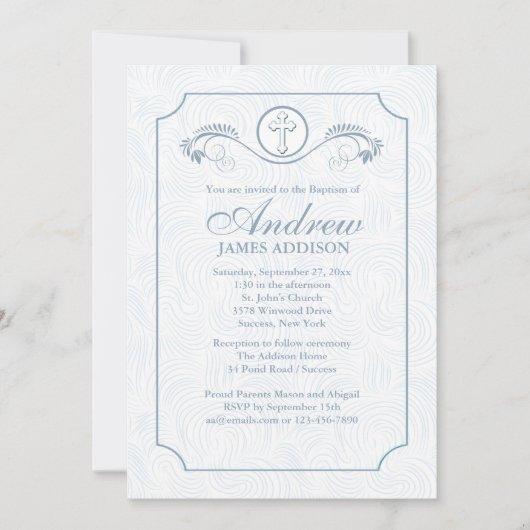 クロスフォーカスブルー宗教招待状 招待状 (正面)