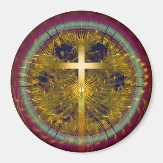 クロスフラクタルアートラウンドオーナメント マグネット (正面)