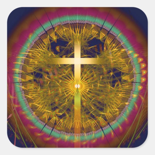 クロスフラクタルアートラウンドコンポジション スクエアシール (正面)