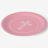 クロスフラミンゴピンクコミュニオンバプテスマ《キリスト教》洗礼式や命名式 ペーパープレート (アングル)