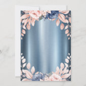 クロスフラワーファーストブルーメタリック神聖な聖餐式 招待状 (裏面)