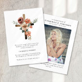 クロスフラワーフォト悔やみや弔慰葬儀記念 サンキューカード