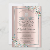 クロスフローラバラ金ゴールドファーストホーリーコミュニオン 招待状 (正面)