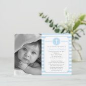 クロスブルーストライプ招待状ボーイフォトバプテスマ 招待状 (スタンド正面)