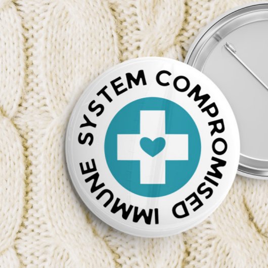 クロスブルーハートの免疫能低下 缶バッジ