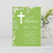 クロスベビエレガントーガールバプテスマ《キリスト教》洗礼式や命名式 招待状 (スタンド正面)