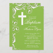 クロスベビエレガントーガールバプテスマ《キリスト教》洗礼式や命名式 招待状 (正面/裏面)