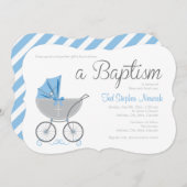クロスベビー台車 | ブルーボーイバプテスマ招待状 招待状 (正面/裏面)