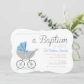 クロスベビー台車 | ブルーボーイバプテスマ招待状 招待状 (スタンド正面)
