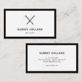 クロスボビーピンキュートブラックピンク美容師 名刺 (正面/裏面)