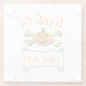 クロスボーンのトリックまたは治療ハロウィーンカボチャ ガラスコースター (裏面)