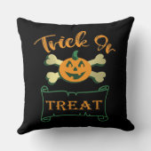 クロスボーンのトリックまたは治療ハロウィーンカボチャ クッション (裏面)