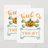 クロスボーンのトリックまたは治療ハロウィーンカボチャ ノートカード (正面/裏面)