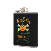 クロスボーンのトリックまたは治療ハロウィーンカボチャ フラスク (左)