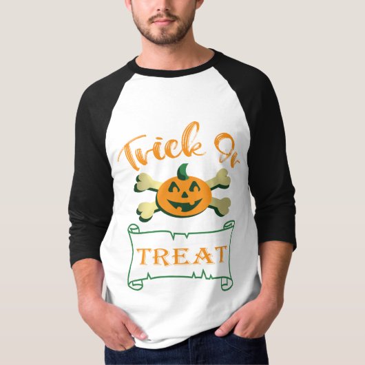 クロスボーンのトリックまたは治療ハロウィーンカボチャ Tシャツ (正面)