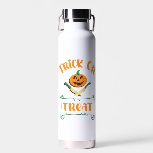 クロスボーンハロウィーンカボチャ顔 ウォーターボトル (正面)