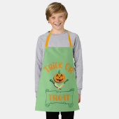 クロスボーンハロウィーンカボチャ顔 エプロン (着用した状態)