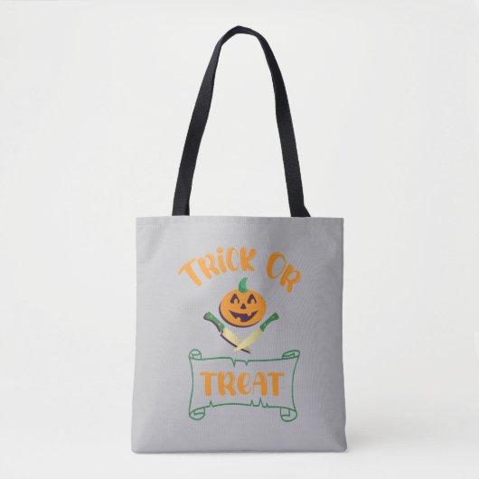 クロスボーンハロウィーンカボチャ顔 トートバッグ (正面)