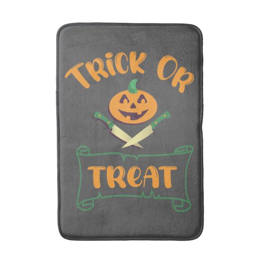 クロスボーンハロウィーンカボチャ顔 バスマット (正面縦)