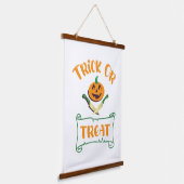 クロスボーンハロウィーンカボチャ顔 吊り下げ型タペストリー (傾斜あり)