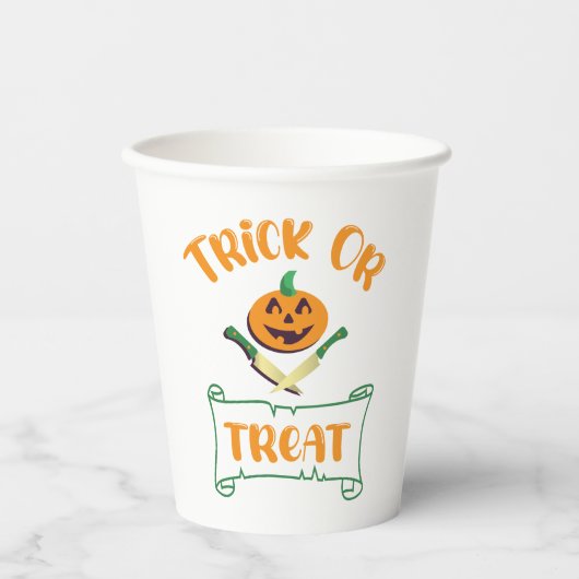 クロスボーンハロウィーンカボチャ顔 紙コップ (正面)