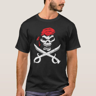クロスボーン&アイパッチ付き海賊シャツスカルグラ Tシャツ