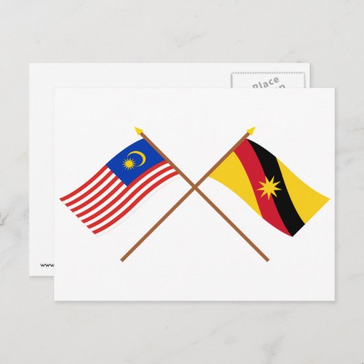 クロスマレーシアとサラワクの国旗 ポストカード (正面/裏面)
