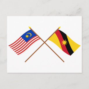 クロスマレーシアとサラワクの国旗 ポストカード