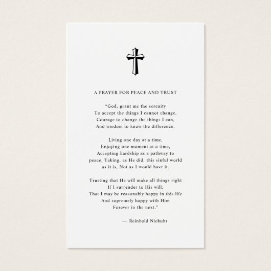 クロスミニマル葬儀記念写真祈りの言葉カード (裏面)