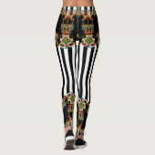 クロスモダンステッチと白黒ストライプ レギンス (裏面)