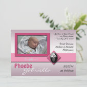 クロスモダンピンクバプテスマ招待状 招待状 (スタンド正面)