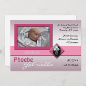 クロスモダンピンクバプテスマ招待状 招待状 (正面/裏面)