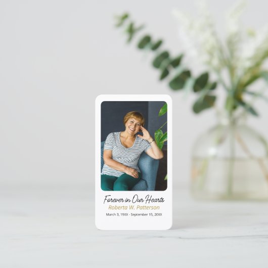 クロスモダンフォト葬儀記念祈りの言葉カード 名刺 (スタンド正面)