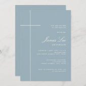 クロスモダン・ブルー・ボーイ・バプテスマ 招待状 (正面/裏面)