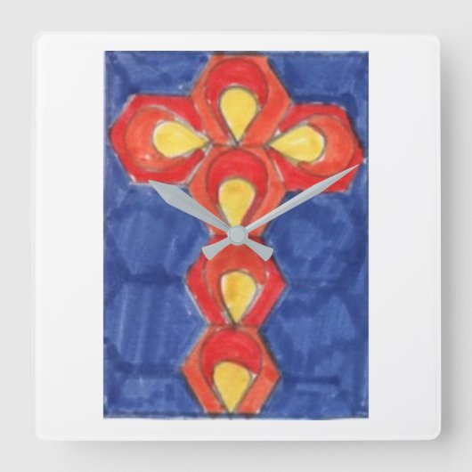 クロスモチーフ正方形の壁時計 スクエア壁時計 (正面)