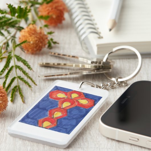 クロスモチーフ矩形キーチェーン キーホルダー (正面右)