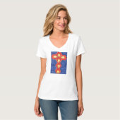 クロスモチーフHanes Nano VネックTシャツ Tシャツ (正面フル)