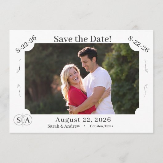 クロスモノグラムの&リングや輪ウェディング日付を保存 セーブザデート (正面)