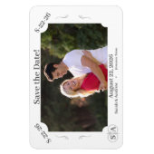 クロスモノグラムの&リングや輪ウェディング日付を保存 マグネット (縦)