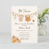 クロスラインカボチャ双子ベビーシャワー 招待状 (スタンド正面)