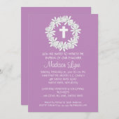 クロスリース·ベビー·ガール·バプテスマ·インビエーション 招待状 (正面/裏面)