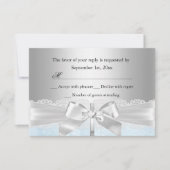 クロスレースボウブルーバプテスマ/《キリスト教》洗礼式や命名式RSVP 出欠カード (正面)