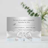 クロスレースボウブルーバプテスマ/《キリスト教》洗礼式や命名式RSVP 出欠カード (スタンド正面)