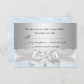 クロスレースボウブルーバプテスマ/《キリスト教》洗礼式や命名式RSVP 出欠カード (正面/裏面)