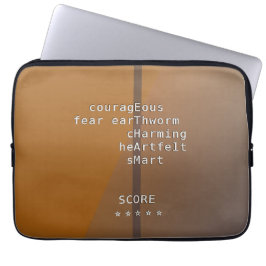 クロスワードの名前かメッセージか？茶色を越えて ラップトップスリーブ