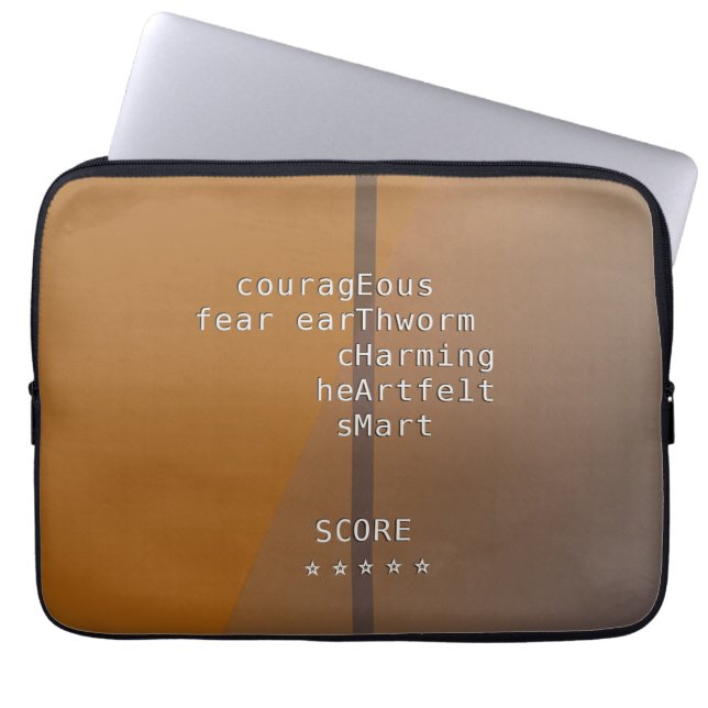 クロスワードの名前かメッセージか？茶色を越えて ラップトップスリーブ (正面)