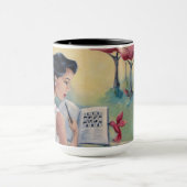 クロスワードパズルの女の子及び鳥のコーヒー・マグ マグカップ (中央)