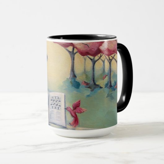 クロスワードパズルの女の子及び鳥のコーヒー・マグ マグカップ (正面右)