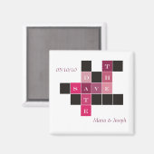 クロスワードパズルウェディング日付の保存 マグネット (正面/裏面)