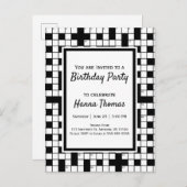 クロスワードパズルテーマ誕生日招待状ポストカー インビテーションポストカード (正面/裏面)